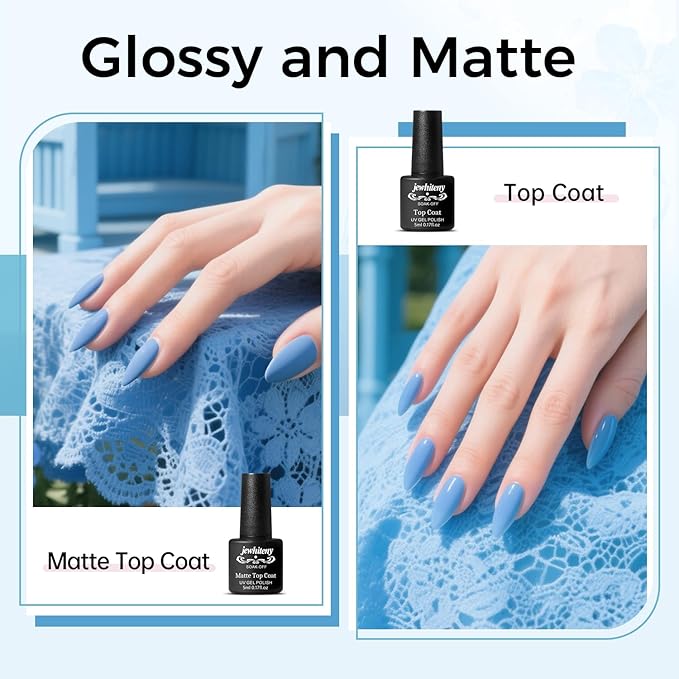 JEWHITENY Poly Nail Gel Kit 14 Colors Purple Nude Grey Black Blue Glitter Tones Starter Kit with UV Lamp Matte & Glossy Top & Base Coat All-in-One Designs DIY At Home