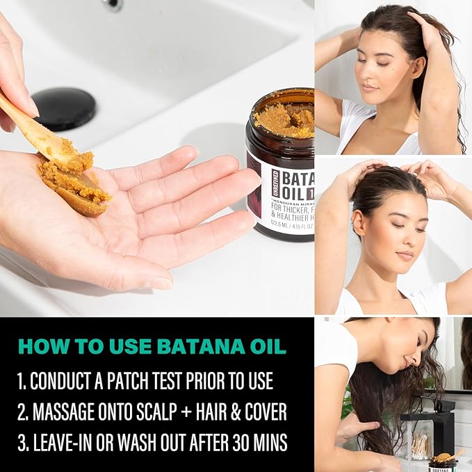 Unrefined Batana Oil for Hair Growth - Authentic & Organic Dr Sebi Batana Hair Mask from Honduras - Natural Hair Growth Oil - 4 Ounce Jar