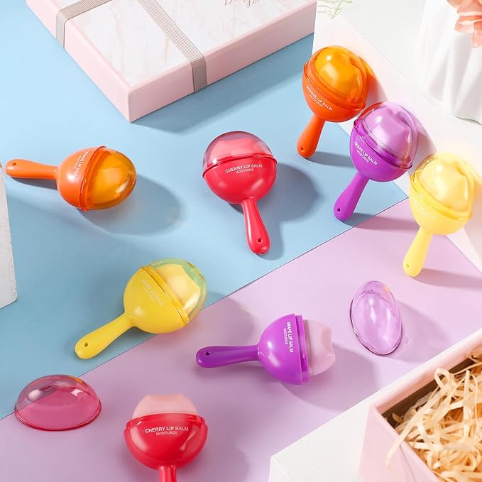 24 Pcs Lollipop Lip Balm Bulk Lip Balm Cherry Grape Orange Honey Taste Lip Balm Lip Care Gift for Women Soothing Moisturizing Lip Balms for Dry Chapped Lips Office Business Favors