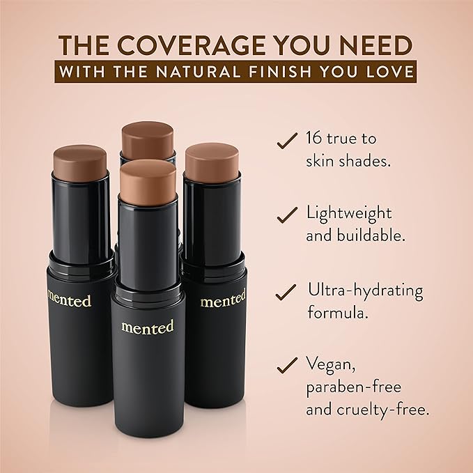 Mented Cosmetics Foundation Stick, Contour Stick, Or Concealer Stick for Dark Skin, Foundation for Black Women Makeup Stick, Dark Contour Stick, Stick Foundation Makeup Vegan and Cruelty Free, D40