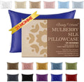 25 Momme Premium Mulberry Silk Pillowcase for Hair and Skin | Handcrafted Hypoallergenic & Anti-Acne Silk Pillow Cases with Zipper | King - 20" x 36", Royal Navy