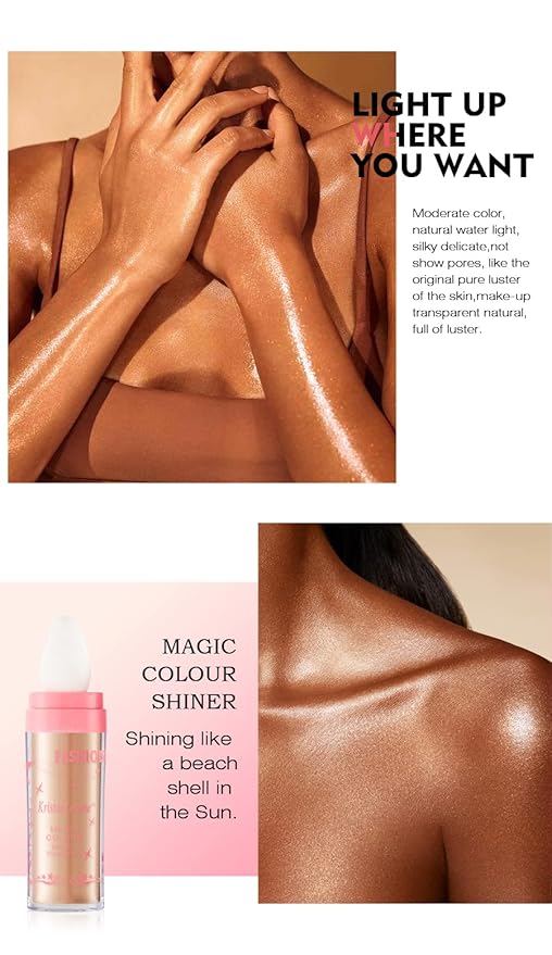 AKARY Shimmer Highlighter Powder, Fairy Polvo De Hadas Highlighter Powder & Blush Stick, Instant Glow Luminizer Duo, Glitter Body Face Hair High Gloss Stick, Sparkle Smudge-Proof Highlighter Stick Party Makeup (C-#01)