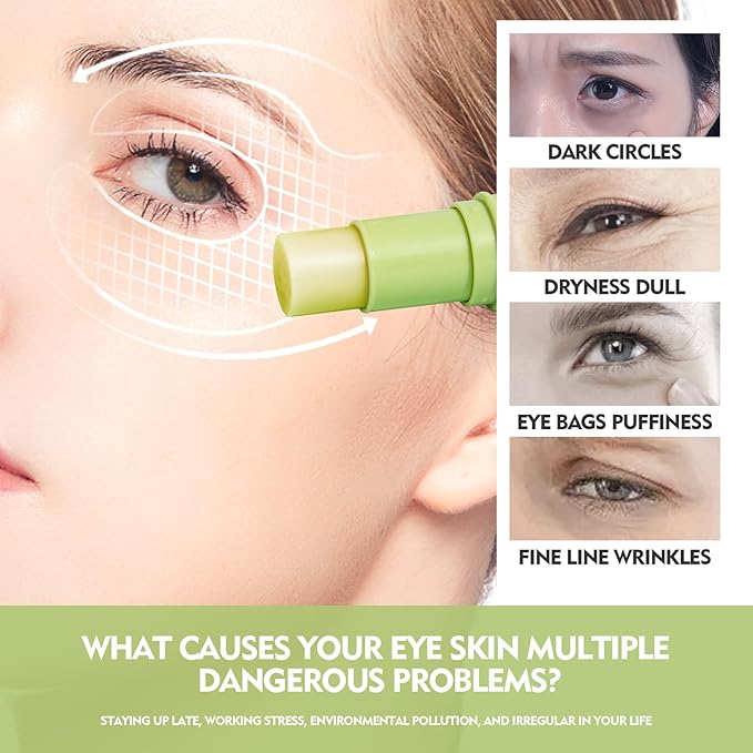 Retinol Eye Stick Anti Aging Eye Cream For Dark Circles and Puffiness, Fade Fine Lines and Firm Skin, Under Eye Balm Glow, Brightening Stick for Daily Anti-wrinkle Cream