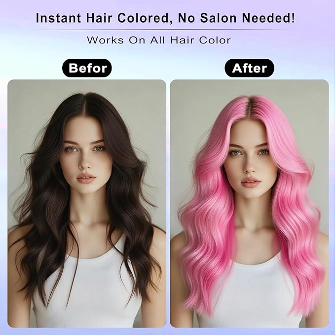 Pink Hair Spray, Temporary Hair Color Spray for Kids Women Men, Pink Hair Wax Dye, Temporary Hair Dye, Washable & Non-Sticky Hair Color Dye Pomades Natural Hair Dye for Party,Holloween,Cosplay(Pink)