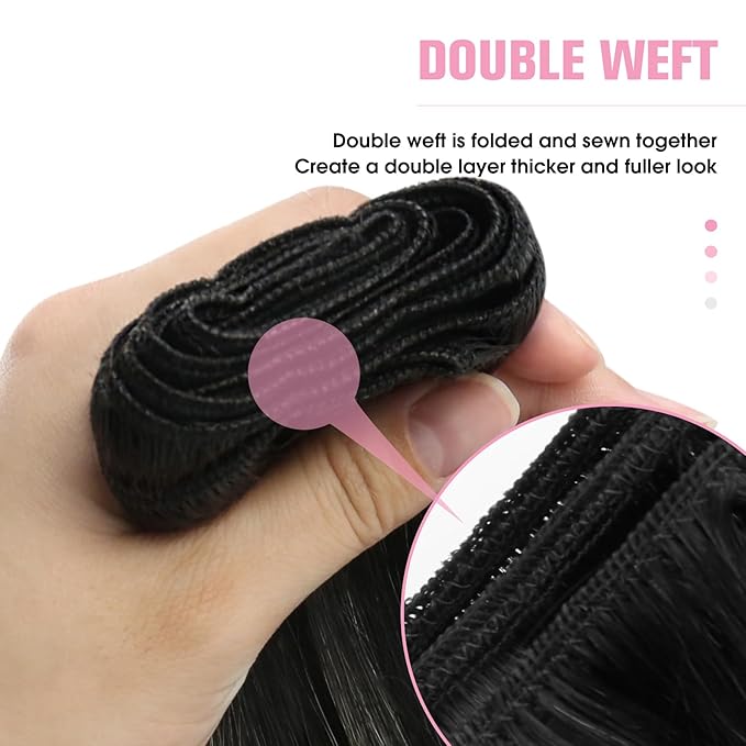 YoungSee Weft Hair Extensions Black Silver Sew in Hair Extensions Real Human Hair Balayage Black Grey One Piece Hair Extension Sew in 100g 20inch
