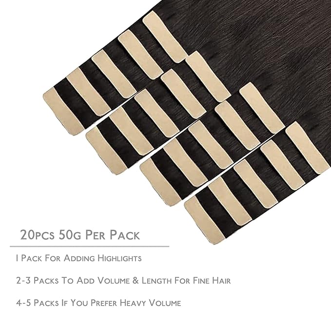 WENNALIFE Tape in Hair Extensions Human Hair, 20pcs 18 inch 50g Dark Brown to Chestnut Brown and Dirty Blonde Remy Tape Hair Extensions Real Human Hair Tape Extensions Coloured Hair Extensions