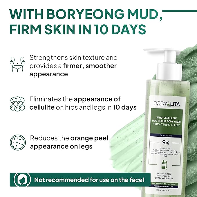 Anti Cellulite Mud Scrub Body Wash, Reduces Cellulite, Gentle Exfoliating, Improves Skin Texture, Provides a Smoother Look, 5.07 Fl Oz (3)