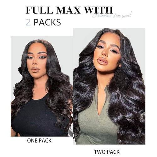 2 Pack 240g Body Wave Seamless Clip in Hair Extensions 16Pcs Full Head 15A Real Human Hair Clip ins with PU Skin Weft 24inch Natural Black