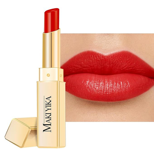 MAKI YIKA Moisture Red Lipstick for Women Hydrated Tinted Lip Balm for Dry Cracked Lips Weightless Glossy Lip Color Juicy Finish,MA063 Red Soul