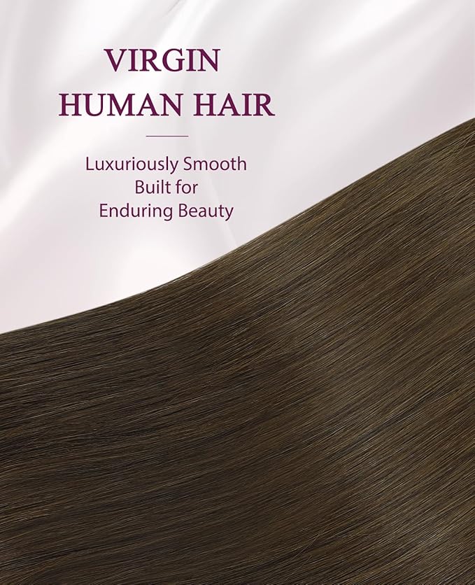 Pinkpearl Invisible Tape in Hair Extensions Human Hair, 20pcs 14inch 40g #4 Chocolate Brown Injection Tape in Extensions Real Remy Straight Seamless Silky Human Hair Injected