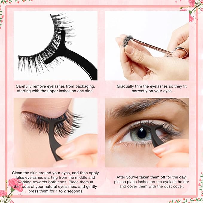 Self Adhesive Eyelashes Natural Look False Eyelashes Reusable Self Stick Lashes, No Glue Needed, 5 Pairs Mixed