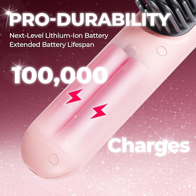 TYMO Cordless Hair Straightener Brush - Porta PRO Portable Straightening Brush for Travel, Mini Ionic Hot Comb Straightener for Women, Lightweight on-The-go, Cordless and Fast Charger Dual Power