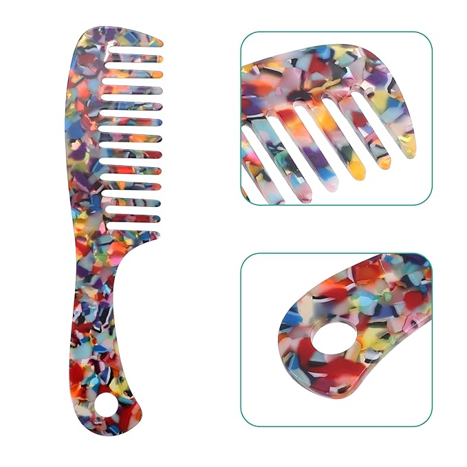 VOCOSTE 1 Pcs Hair Comb Wide Tooth, Anti-Static, for Thick, Curly Hair, Hair Comb, Detangling Comb, for Wet and Dry Multicolor