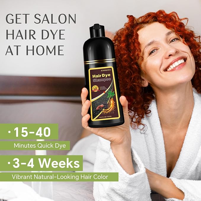 Hair Dye Shampoo 3 in 1, Instant Natural Hair Color Shampoo Hair Dye for Women & Men Red Wine Burgundy, Root Touch Up & Easy To Use & Lasts 3-4 Weeks & All Hair Types, 16.9 fl.oz