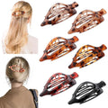 6 Packs Flat Claw Clips for Women, French Tortoise Shell Flat Hair Clip, Matte Hair Claws Clip for Thin Thick Hair, Lay Down Claws Clips, Durable Strong Hold Hair Clip, Christmas Gifts