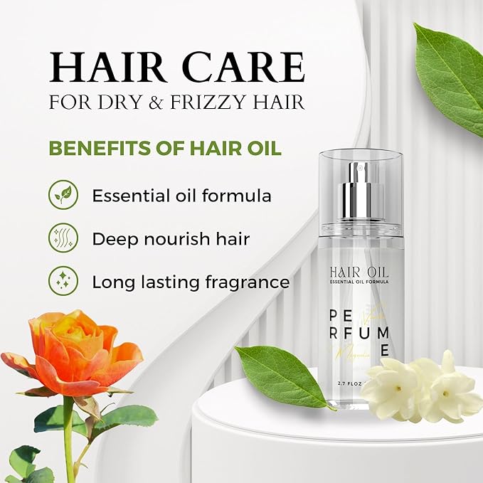 Hair Perfume Oil for Women (Vanilla Magnolia), Argan Oil Heat Protection Spray for Dry, Damaged, Firzzy Hair Care, Long Lasting Fragrance Mist with Keratin & Elastin for Nourishing & Smooth 2.7 fl oz
