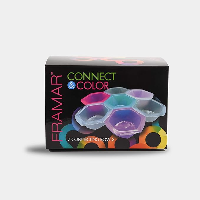 FRAMAR Connecting Hair Dye Bowl Set – Hair Color Bowls For Hairstylist, Salon Color Bowls, Hairstylist Essentials, Interlocking Feature – 7 Pack