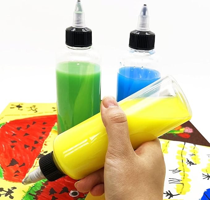 3 Pcs Dispensing Bottles, 8oz Plastic Boston Squeeze Bottles with Twist Top Cap