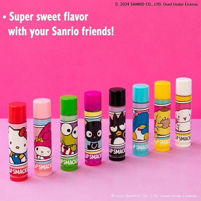 Lip Smacker Sanrio Hello Kitty and Friends 8-Piece Flavored Lip Balm, Clear, For Kids, My Melody, Little Twin Stars, and Chococat