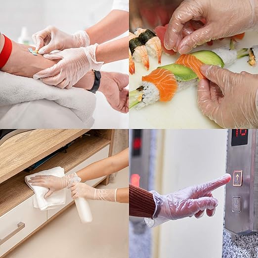 Disposable Medical Clear Vinyl Exam Gloves Industrial Gloves - Latex-Free & Powder-Free 100PCS - XLarge