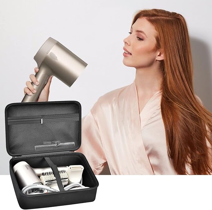 Hair Dryer Case for Shark HD112BRN & HD331 HyperAIR IQ 2-in-1 Concentrator, Storage Pouch for Dyson/Shark Flexstyle Styler Attachments and Clips, Black