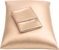 BLISSFORD Satin Pillowcase with Zipper, for Hair and Skin Care, Feels Soft and Cool Like a Silk Pillowcase, Satin Pillow Cases 2 Pack, Slik Pillow Cover, Champagne, Queen, Set of 2