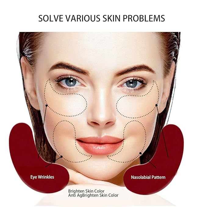 Eye Patches, 20PCS Red Ginseng Repair Eye Moisturizing Nourishing Eye Patch Firming Pad Dark Circles Crystal Collagen 3g for Wrinkles, Puffy Eyes