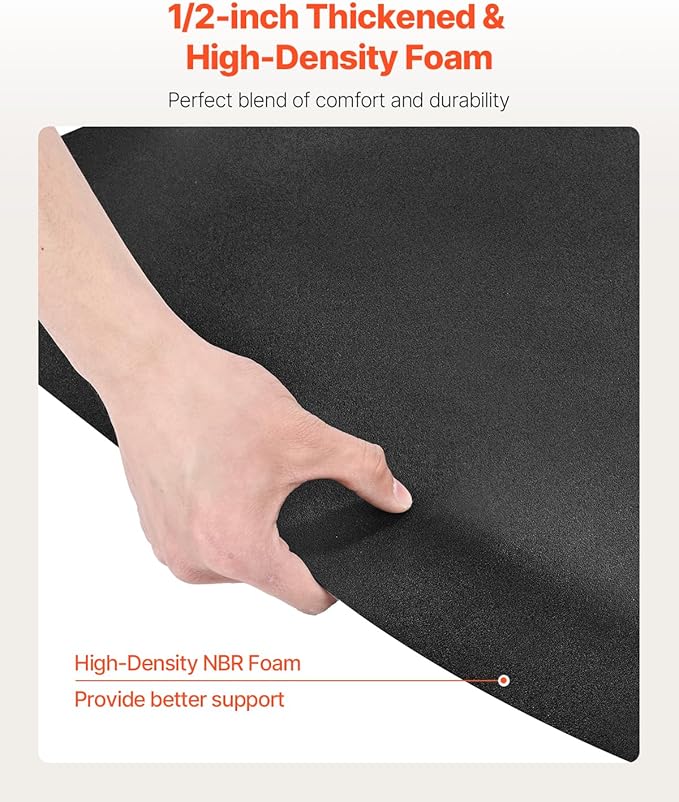 VEVOR Salon Mat for Hair Stylist, 3 x 4 FT Semi-Circle Salon Chair Mat, 1/2-inch Thickened Anti Fatigue Barber Shop Floor Mat with Round Cut Out, Easy-to-Clean PVC Surface & Anti-Trip Beveled Edges