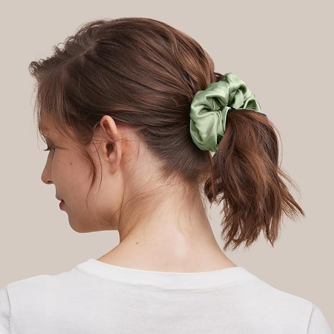 LILYSILK Silk Hair Scrunchies/Ties for Frizz & Breakage Prevention, 100% Mulberry, No Damage, Elastic ponytail Holders, 1Pc, Pale Turquoise