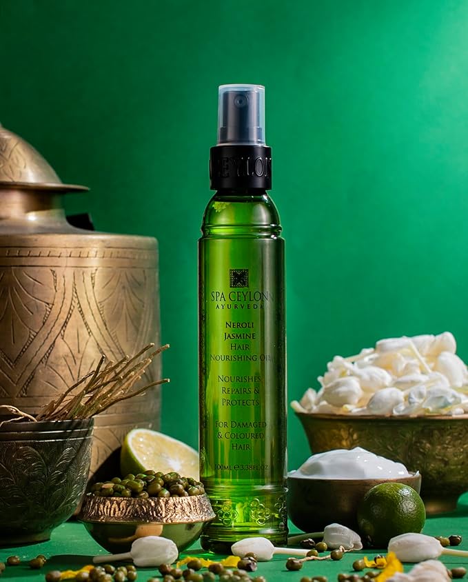 SPA CEYLON Neroli Jasmine Hair Nourishing Oil with Ayurvedic WonderHerbs | For Damaged and Coloured Hair | Infused with Fragrant Scents of Jasmine