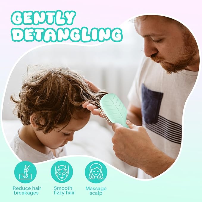 Mini Hair Bursh for Women Men and Kids, Protable Travel Size Hair Brush for Pockets Purses, Mini Detangler Brushes for All Hair Types, Small Paddle Brush for Detangling(Green)