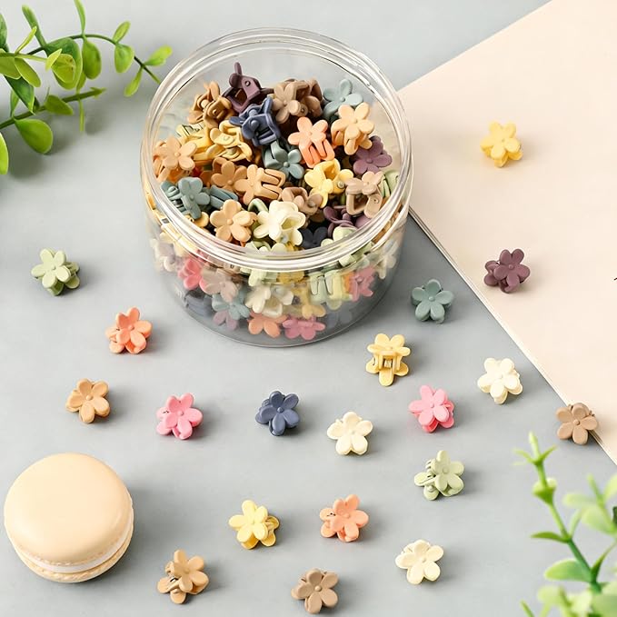 JANYUN 120 Pcs Mini Flower Hair Clips, Colorful Small Hair Claw Clips Cute Tiny Jaw Clips Hair Pins Hair Barrettes Accessories for Women