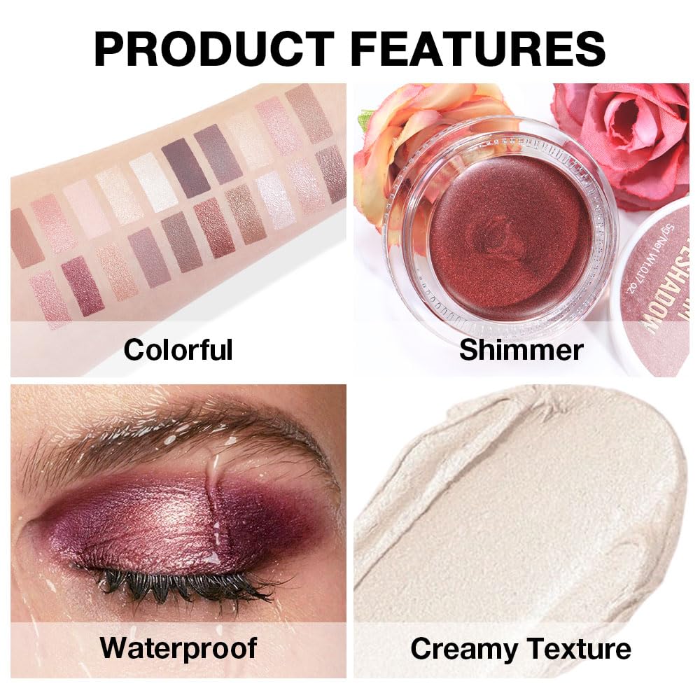 Kaely Single Cream Eyeshadow Pot, Creme Brulee Shimmer Eye Shadow for Older Women High Pigmented Waterproof, Natural Eyeshadow Palette Makeup Brightener, sombras en crema para ojos, Blendable, 705