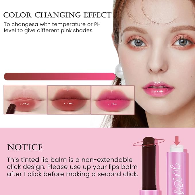 DAGEDA Tinted Lip Balm, Moisturizing Magic Color Changing Lipstick, Soothing Hydrating Lip Balm Tinted, Glossy Lip Plump Gloss Butter Balm, Lightweight, Non-Greasy, 04