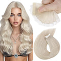 Sunny Hair Tape in Hair Extensions Real Human Hair Invisible Remy Hair Extensions Tape ins for Women White Blonde 20 inch 25G