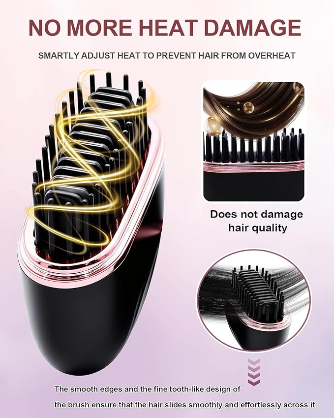 Mini Hair Straightener, Rechargeable Cordless Portable Hair Straighteners, 3-Speed Temperature Travel Hair Straightener for Women Home &Travel (Black)