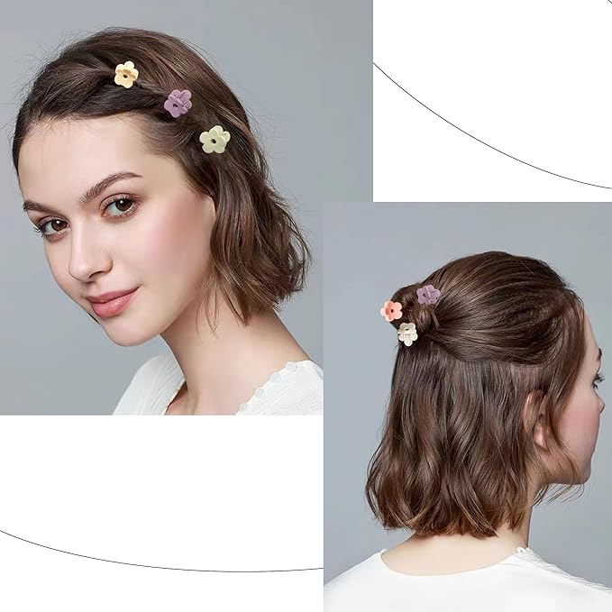 Small Hair Clips for Thin Hair - Mini Flower Clips, Tiny Strong Hold Cute Jaw Clips, Nonslip Hair Styling Accessories with Box