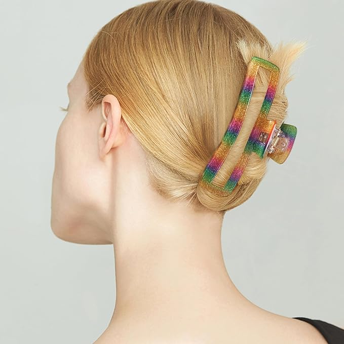 Hair Clip, Rectangle Design for Women Girls, Nonslip French Hair Claw Clips, Strong Hold Hair Jaw Clips, 4 Pack