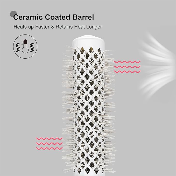 Eagle Fortress Round Brush for Blow Out, Thermal Ceramic Hair Brush for Blow Drying with Ionic Bristle for Professional Blowout Brushing - Grey, 43mm