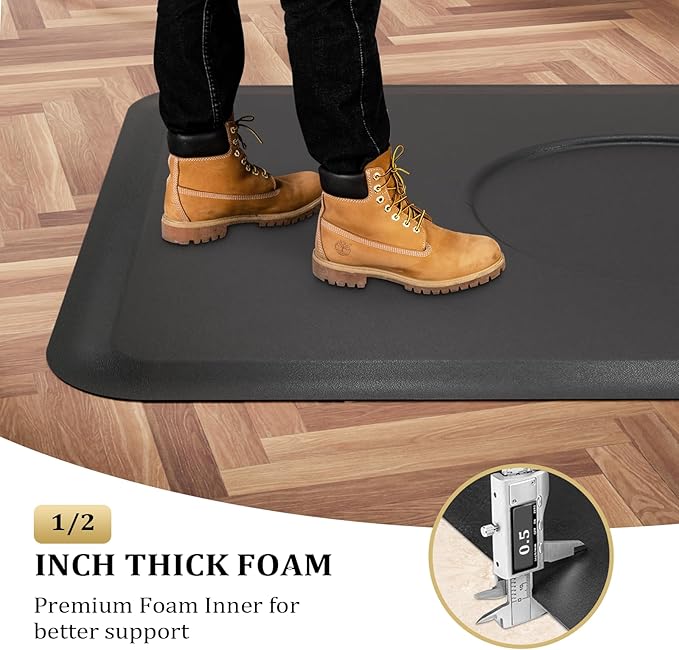 4’x 5’x 1/2'' Thick Salon Mat for Hair Stylist, Barber Floor Mats w/Round Base, Salon Chair Mat Comfort Standing, Barbershop Beauty Spa Equipment