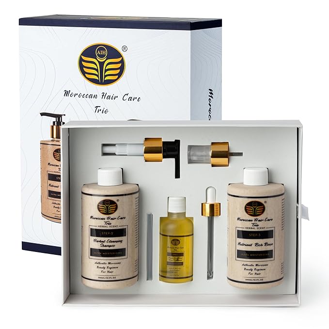 Dry Scalp Treatment for Women – 3-Step Scalp & Follicle Care System – Argan Oil Blend Hair Treatment, Herbal Cleansing Shampoo & Nutrient Rich Rinse – Soothes Itch, Reduces Flakes, Sulfate-Free