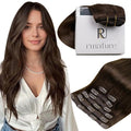 RUANTURE Brown Clip in Hair Extensions Real Human Human Hair, Clip in Human Hair Extensions, Double Weft Full Head THick Ends, Easy to Install, 20 Inch 120g 7pcs #4 Chocolate Brown
