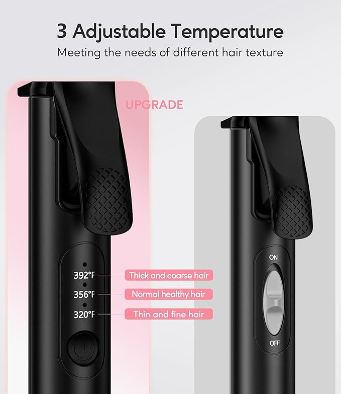 FARERY 1/2 Inch Ceramic Mini Hair Curler with 3 Adjustable Temp, 100-240V Dual Voltage, Travel Curling Iron for Short Hair, Auto-Off, Infused with Keratin & Argan Oil, Include Storage Bag, Black
