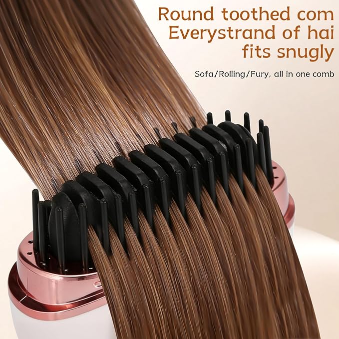 Mini Straightener, Rechargeable Portable Mini Hair Straightener Brush, Fast Heating Hot Comb 3-Speed Temperature Control with Anti Scald Shell and Built-in Mirror for Home Travel (White)
