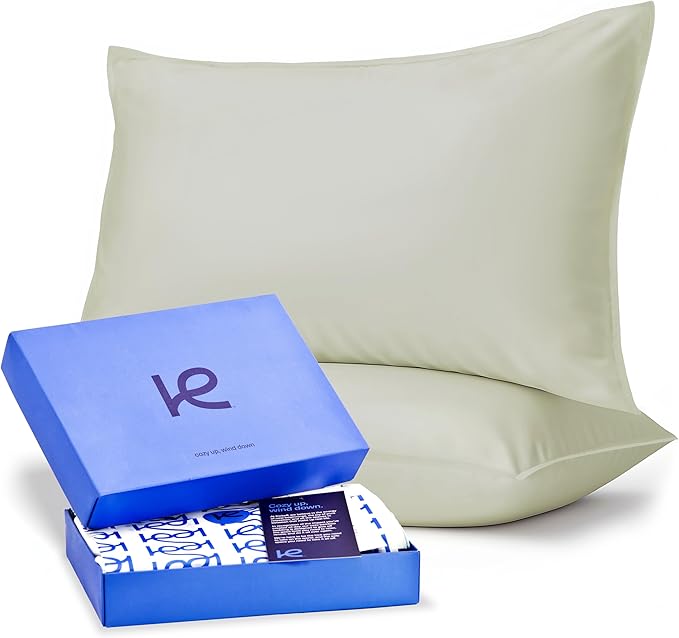 Kickoff Viscose Bamboo Pillowcase, Queen, 100% Organic Hidden Zippered Viscose Bamboo Pillow Case Queen Size, Cooling Pillow Cover for Hot Sleepers (1 Pack, 20"x30", Soft Sage)