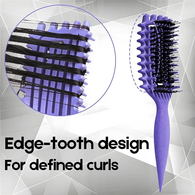 Curly Hair Brush Candybrush Curl Defining Brush for Detangling Shaping and Defining Curls for Women, Men, Wet & Dry Hair (Purple Pink)