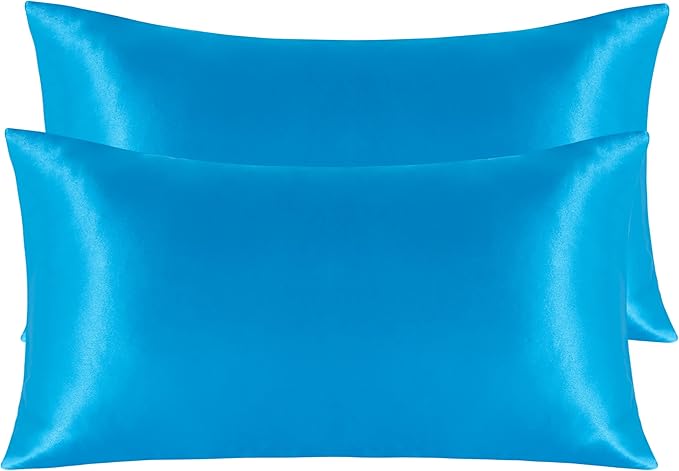 NTBAY 2 Pack Satin King Pillowcases for Hair and Skin, Luxurious and Silky Pillow Cases with Envelope Closure, 20x40 Inches, Royal Blue