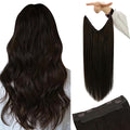 YoungSee 130G Brown Wire Hair Extensions for Women Dark Brown Secret Wire Hair Extensions Human Hair Invisible Headband Hair Extension Remy Hair 20Inch