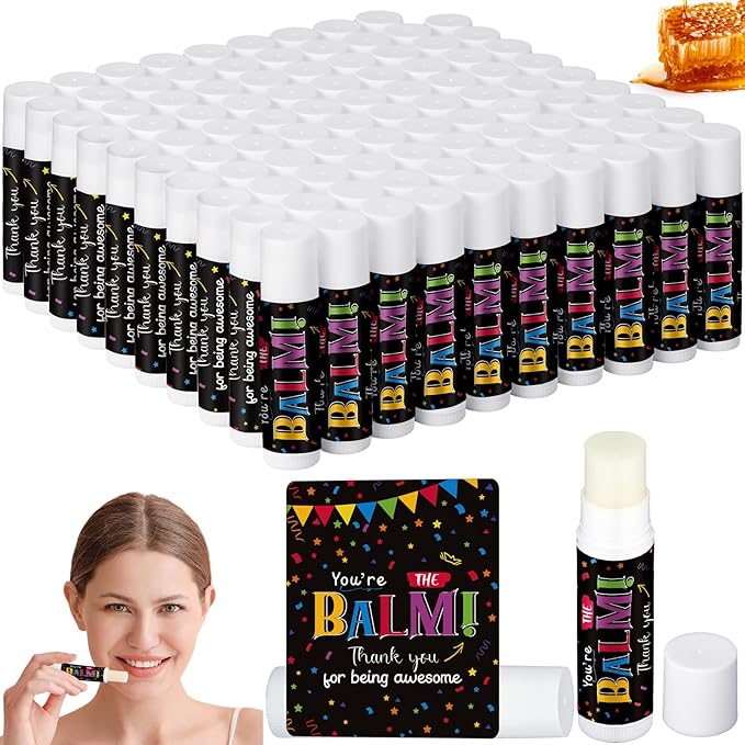 Dunzy 100 Pack Employee Appreciation Gifts Bulk Lip Balms Favors Bulk Small Thank You Gifts Team Appreciation Inspirational Gifts for Women Men Coworkers Staff Teachers Nurses Team