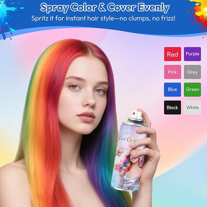 Red Temporary Hair Color Spray - Washable & Non-Sticky Hair Dye for Halloween, Cosplay, Parties-Safe for Kids, Women & Men - Quick-Drying & Easy to Wash Out(120ml)